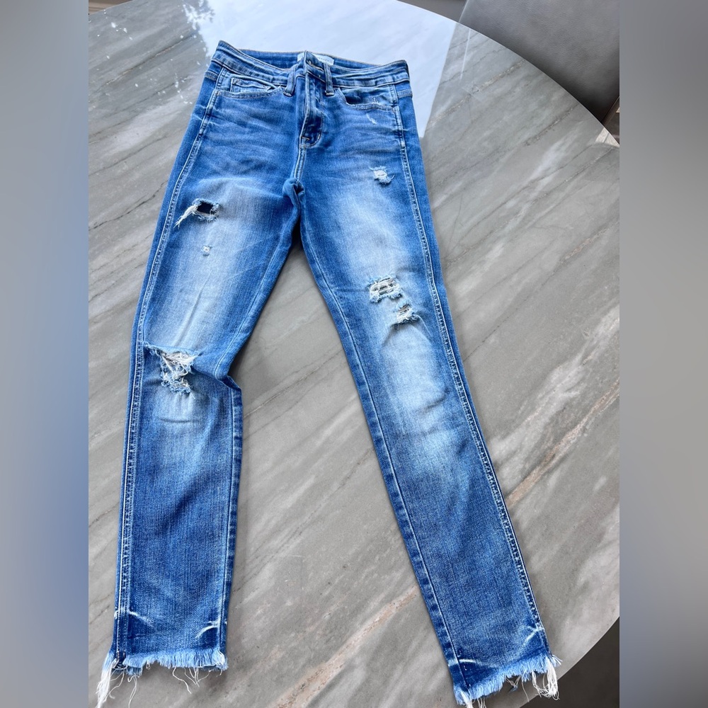 Flying Monkey Distressed Blue Skinny Jeans - Picture 1 of 3